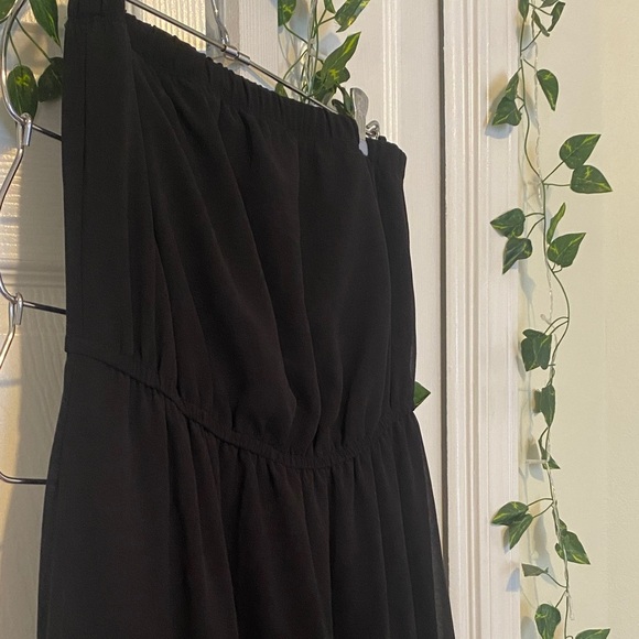 Whimsigoth witchy formal flowy floor length Forever 21 Black Strapless Dress - Picture 3 of 7